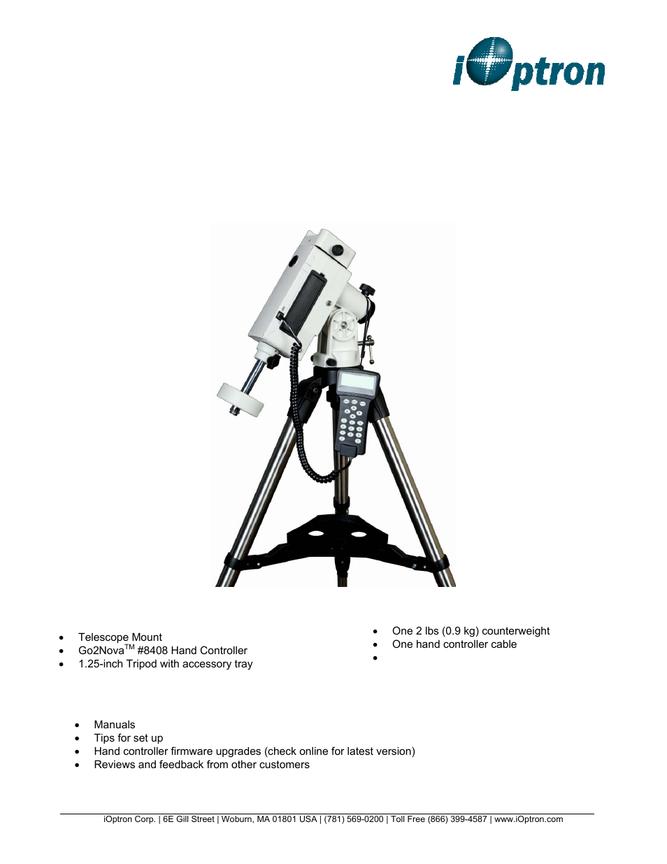 iOptron GO2NOVA 3100 User Manual | 6 pages