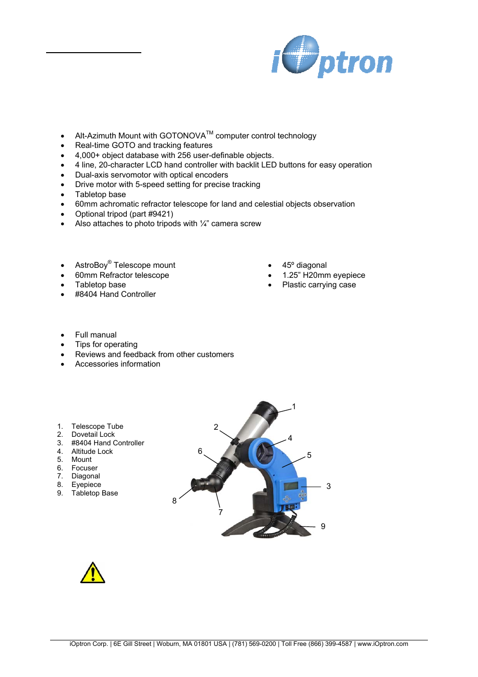 iOptron ASTROBOY #9404 User Manual | 4 pages