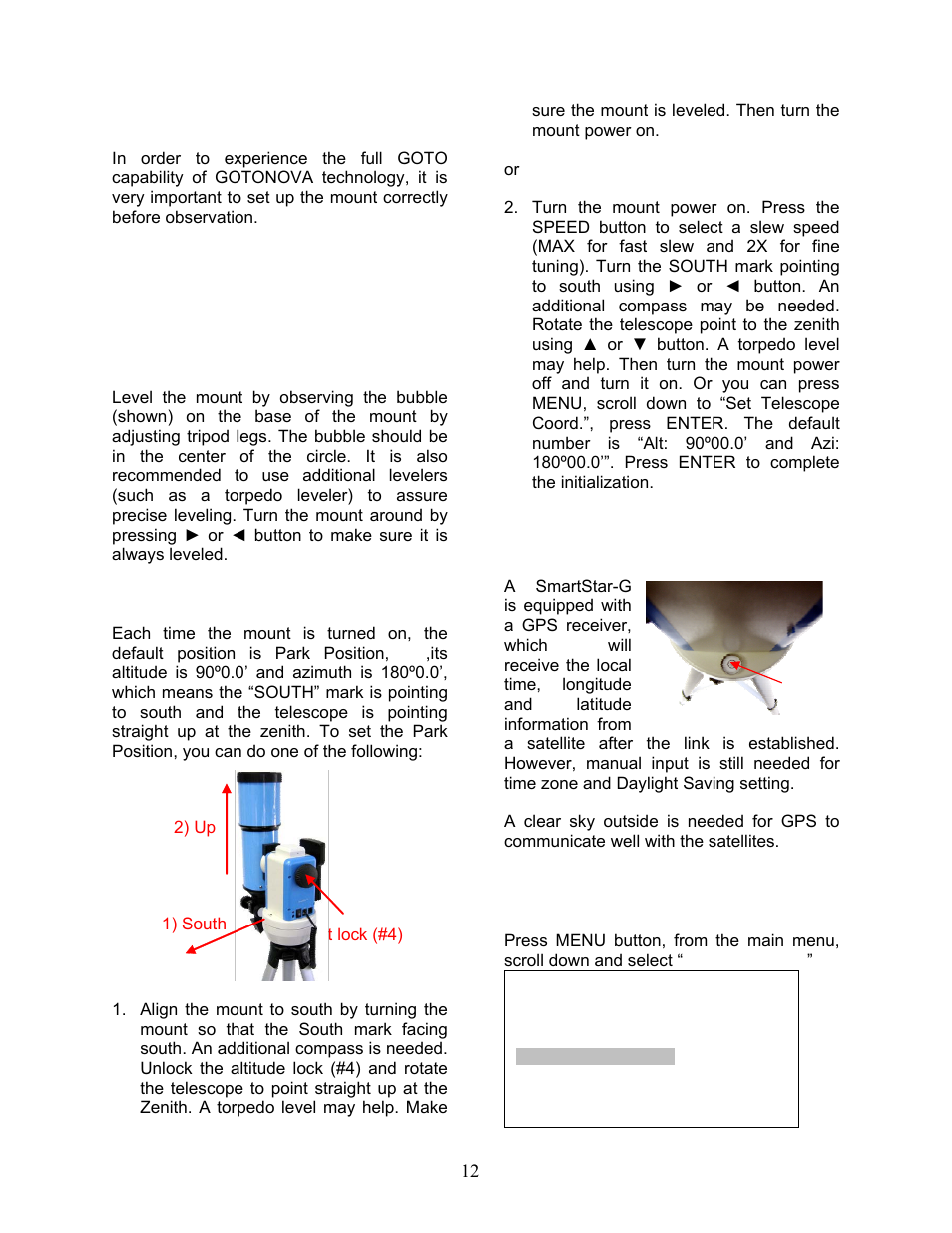 Getting started | iOptron SmartStar G-N114 User Manual | Page 12 / 42