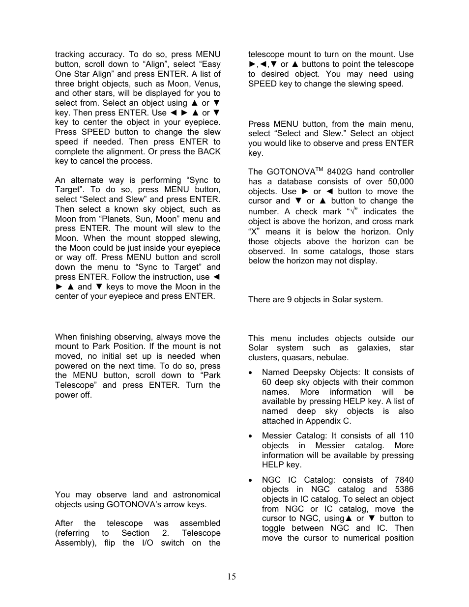 Use smartstar, G telescopes | iOptron SmartStar G-N114 User Manual | Page 15 / 42