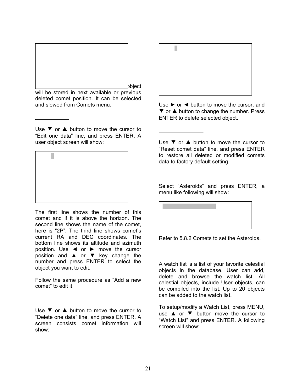 Watch list | iOptron SmartStar G-N114 User Manual | Page 21 / 42