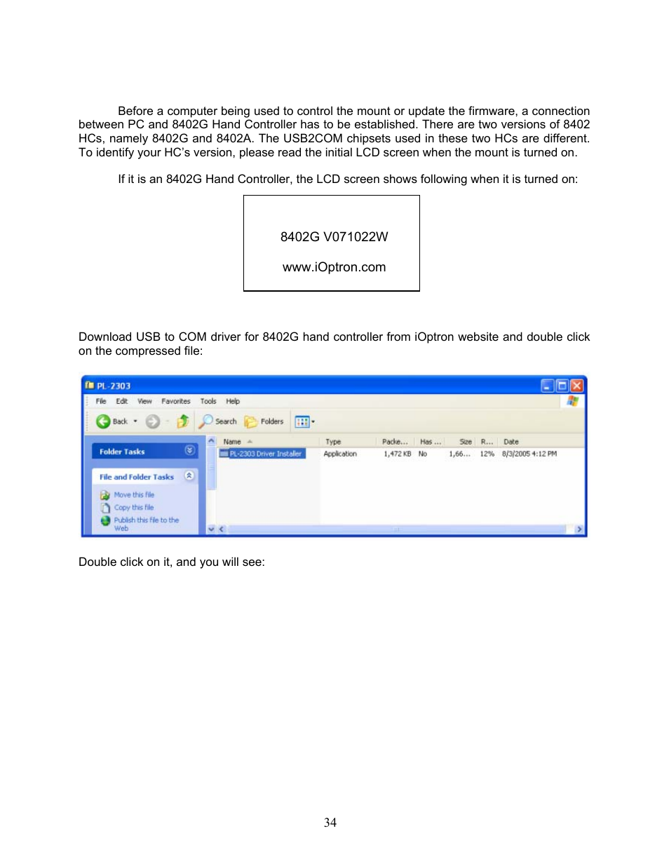 Gotonova, Appendix d. set up usb-pc connection | iOptron SmartStar G-N114 User Manual | Page 34 / 42