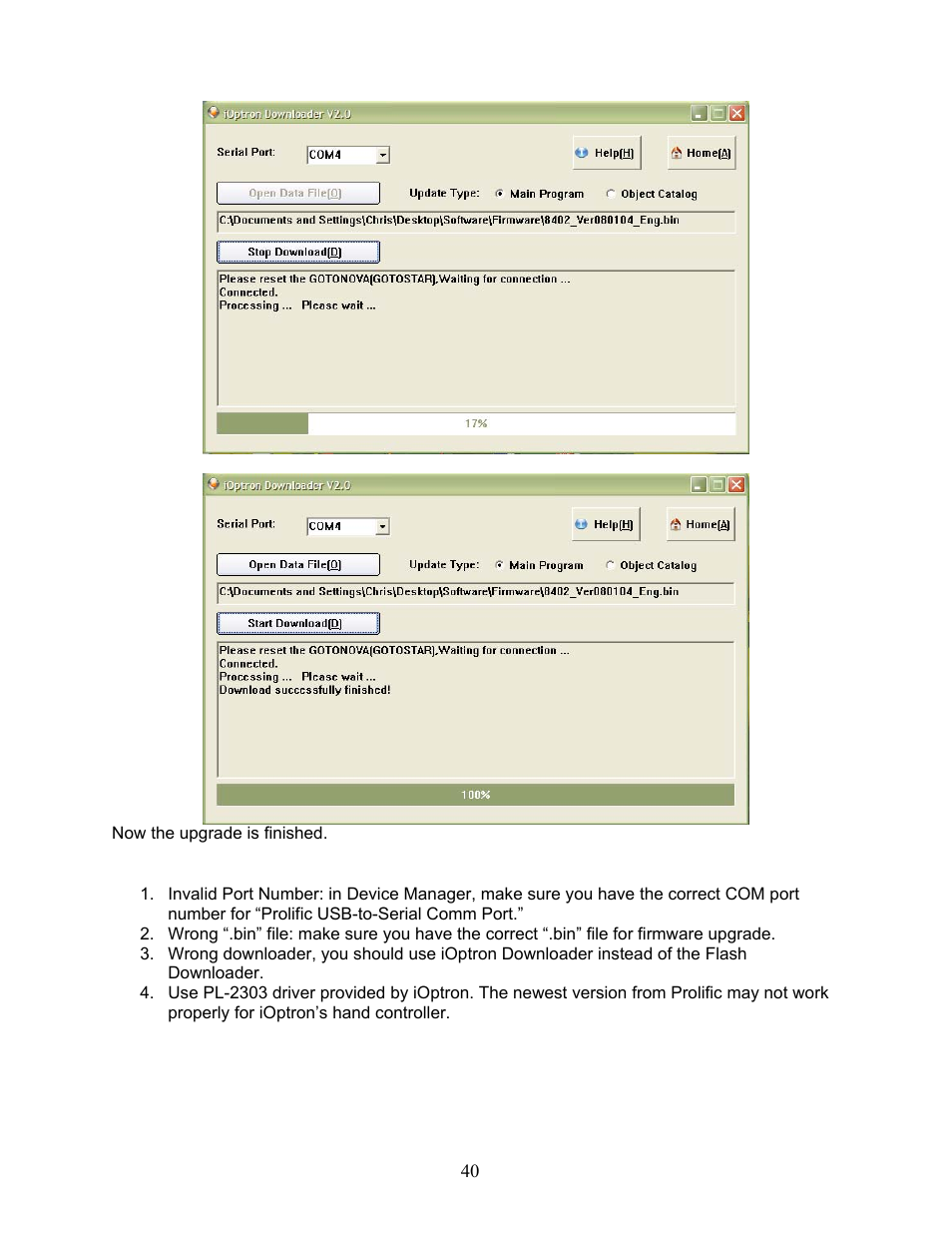 iOptron SmartStar G-N114 User Manual | Page 40 / 42