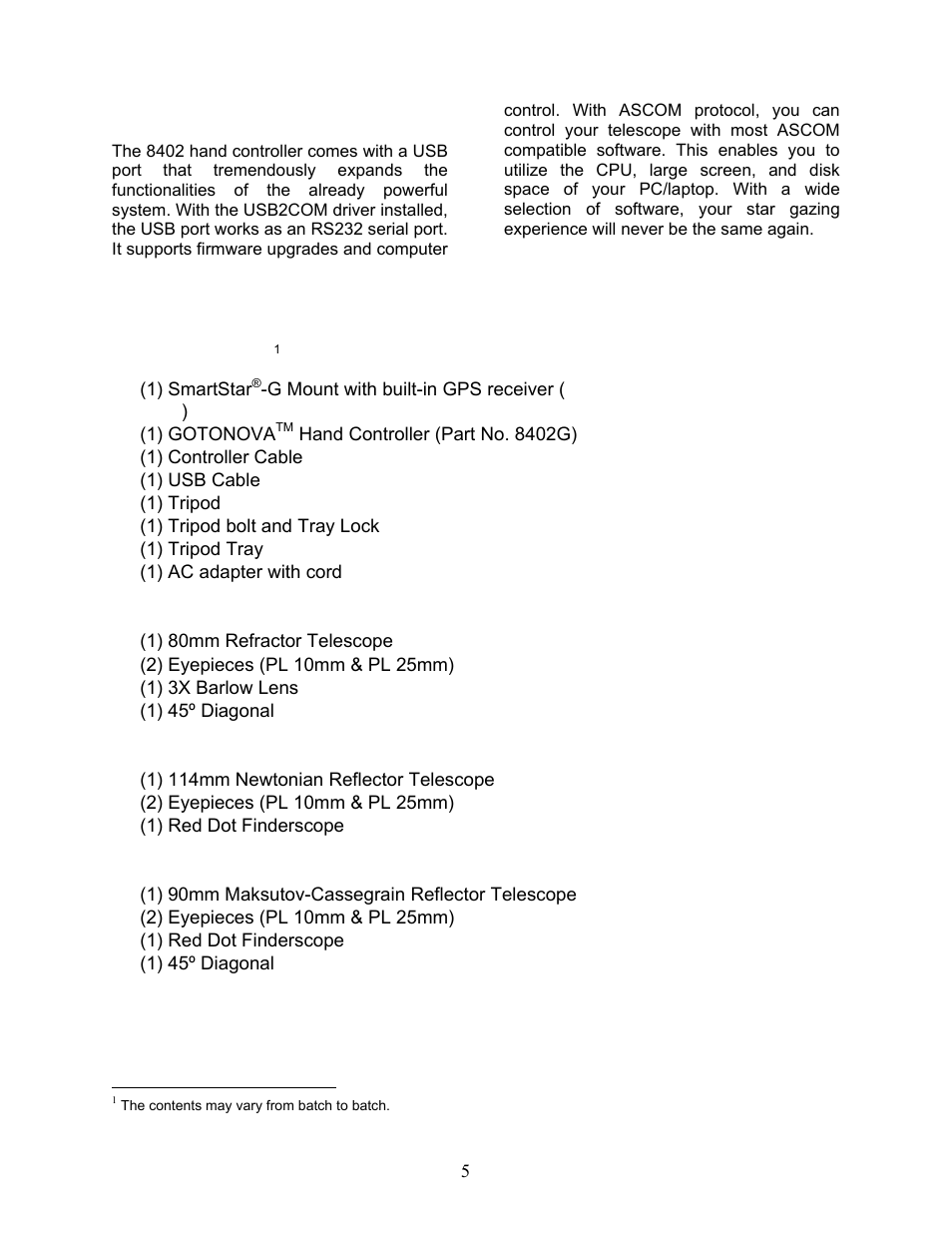 iOptron SmartStar G-N114 User Manual | Page 5 / 42