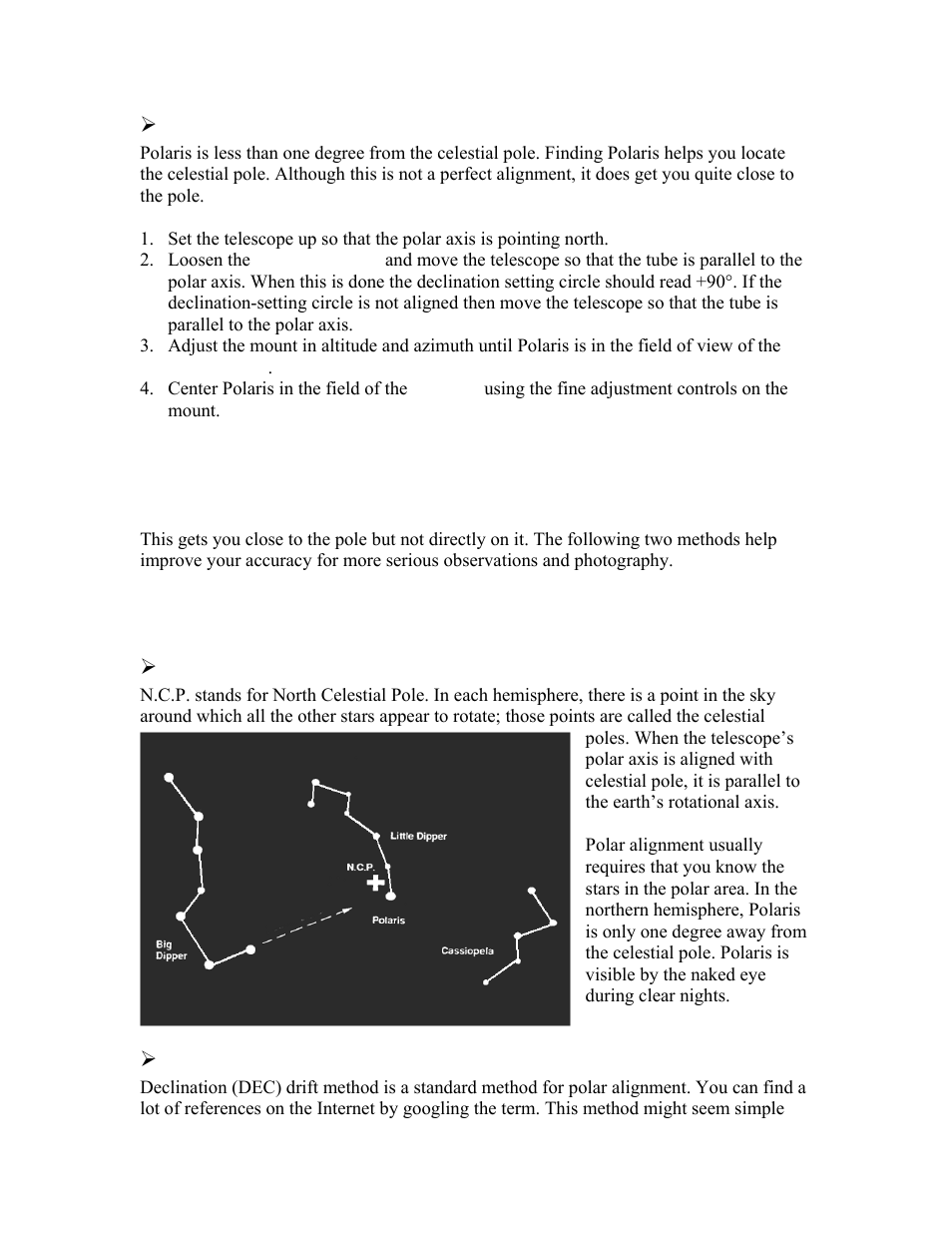Find polaris, Find the n.c.p, Dec drift method | iOptron SmartStar -PR EQ User Manual | Page 17 / 23