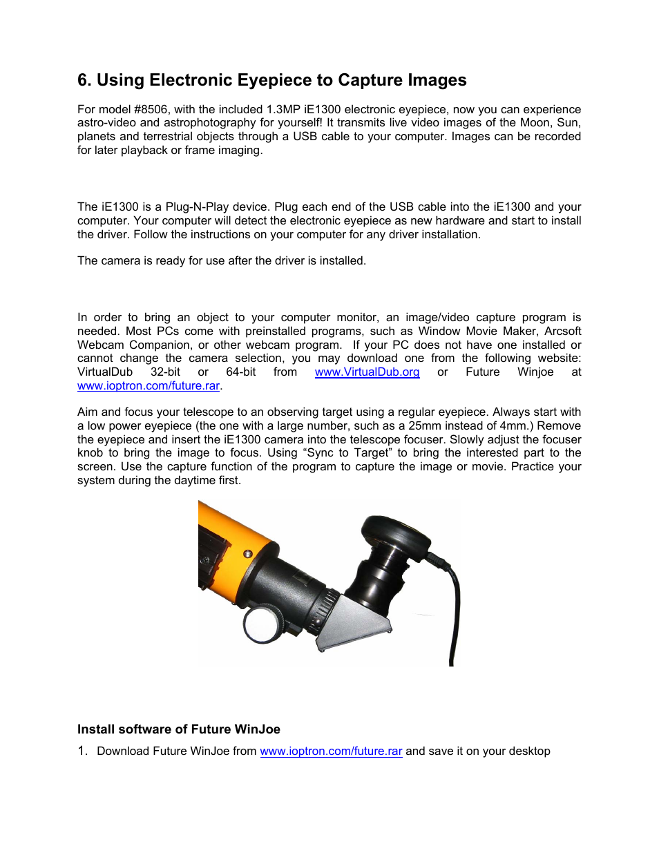 Using electronic eyepiece to capture images | iOptron SMARTSTAR 8507 User Manual | Page 25 / 49