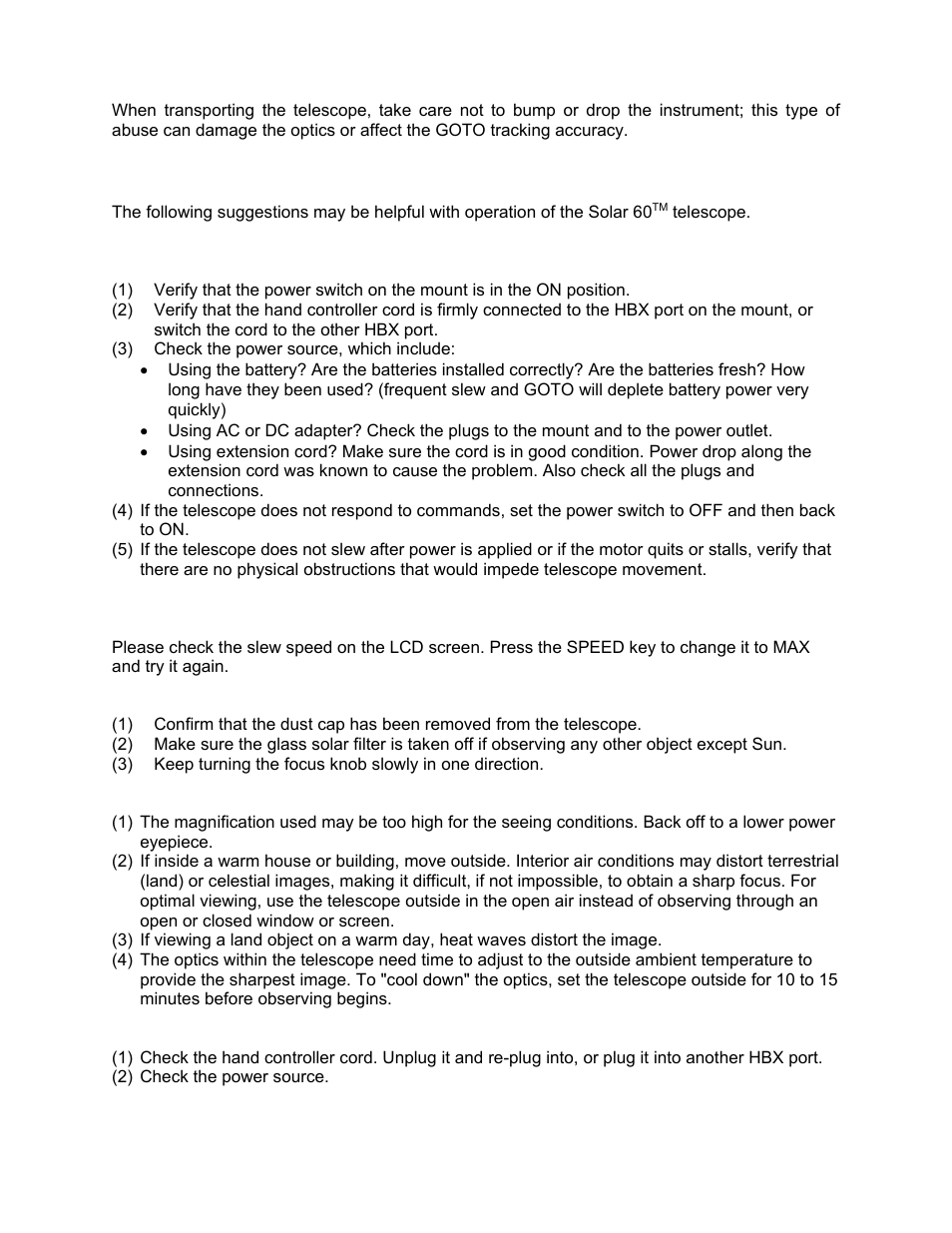 Troubleshooting | iOptron SMARTSTAR 8507 User Manual | Page 31 / 49