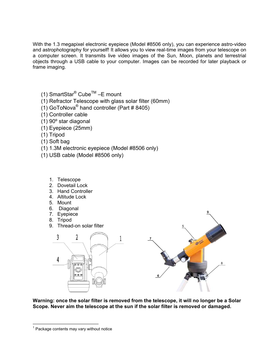 Smartstar, Solar 60, Assembly terms | iOptron SMARTSTAR 8507 User Manual | Page 5 / 49