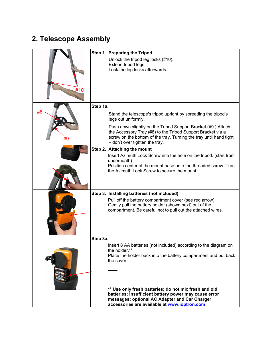 Telescope assembly | iOptron SMARTSTAR 8507 User Manual | Page 6 / 49