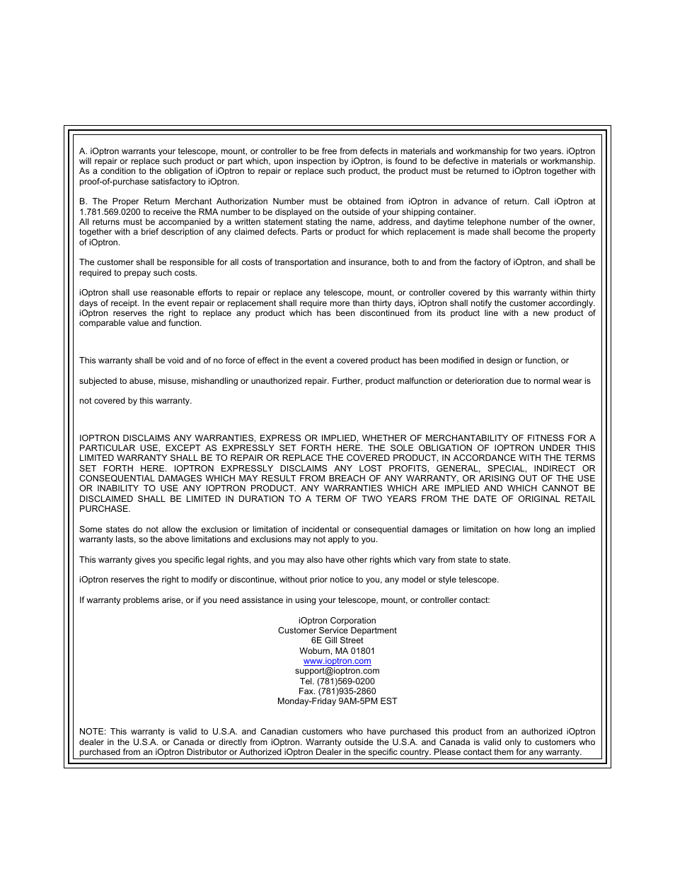 iOptron SMARTSTAR IEQ45TM User Manual | Page 46 / 46