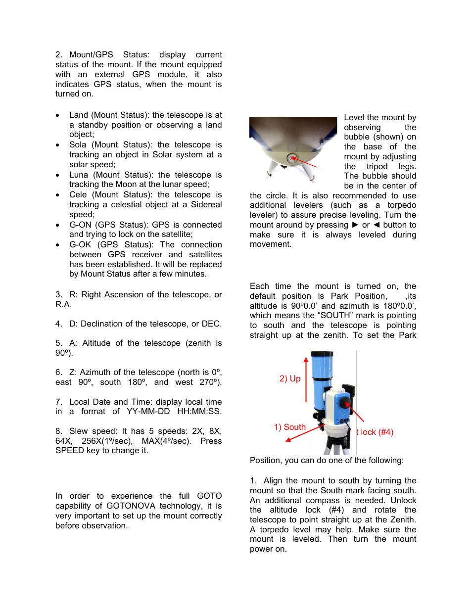 Getting started, Level and align the mount | iOptron SmartStar 8403 User Manual | Page 11 / 32