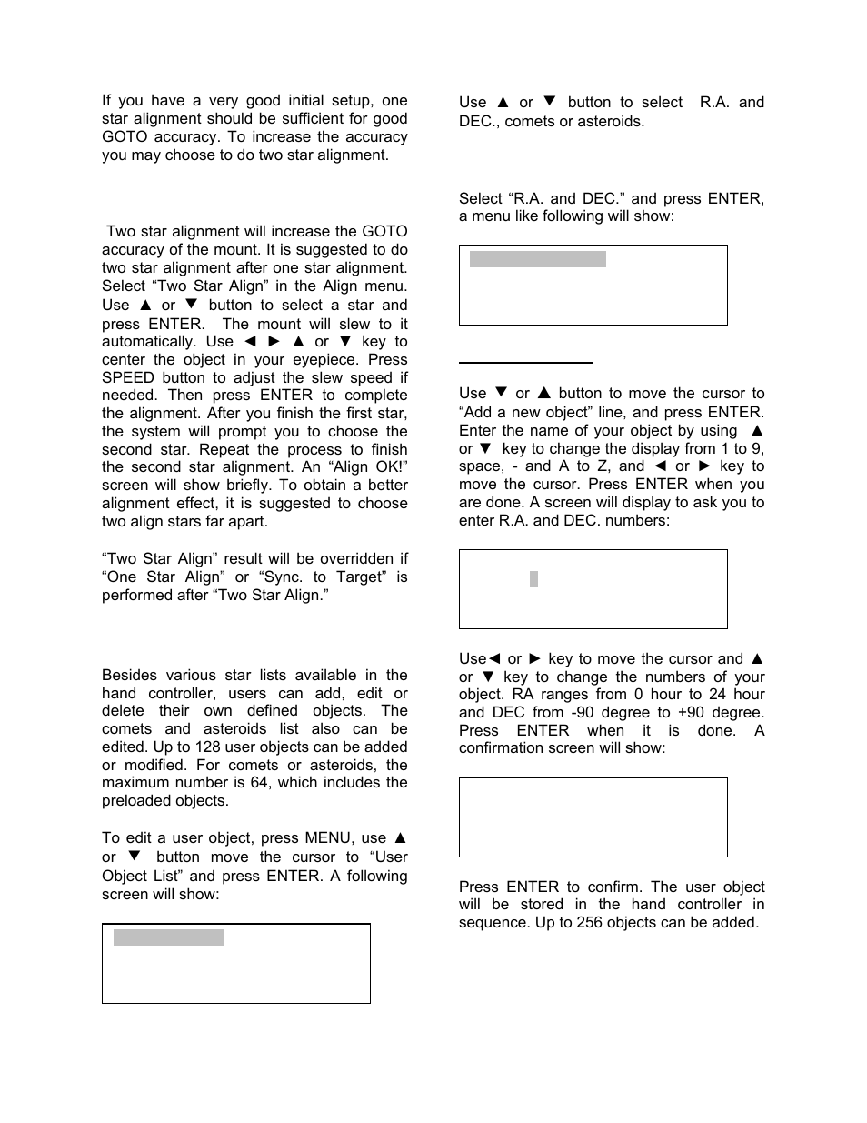 User object list | iOptron SmartStar 8403 User Manual | Page 18 / 32