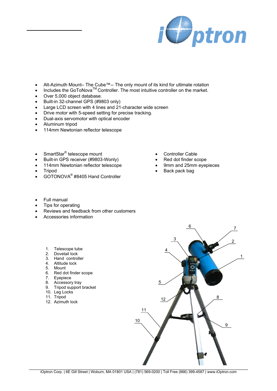 iOptron SMARTSTAR N114 User Manual | 4 pages