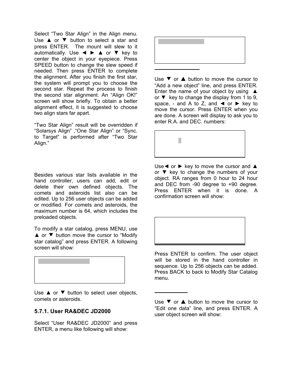 Modify star catalog | iOptron SmartStar 8405 User Manual | Page 17 / 38
