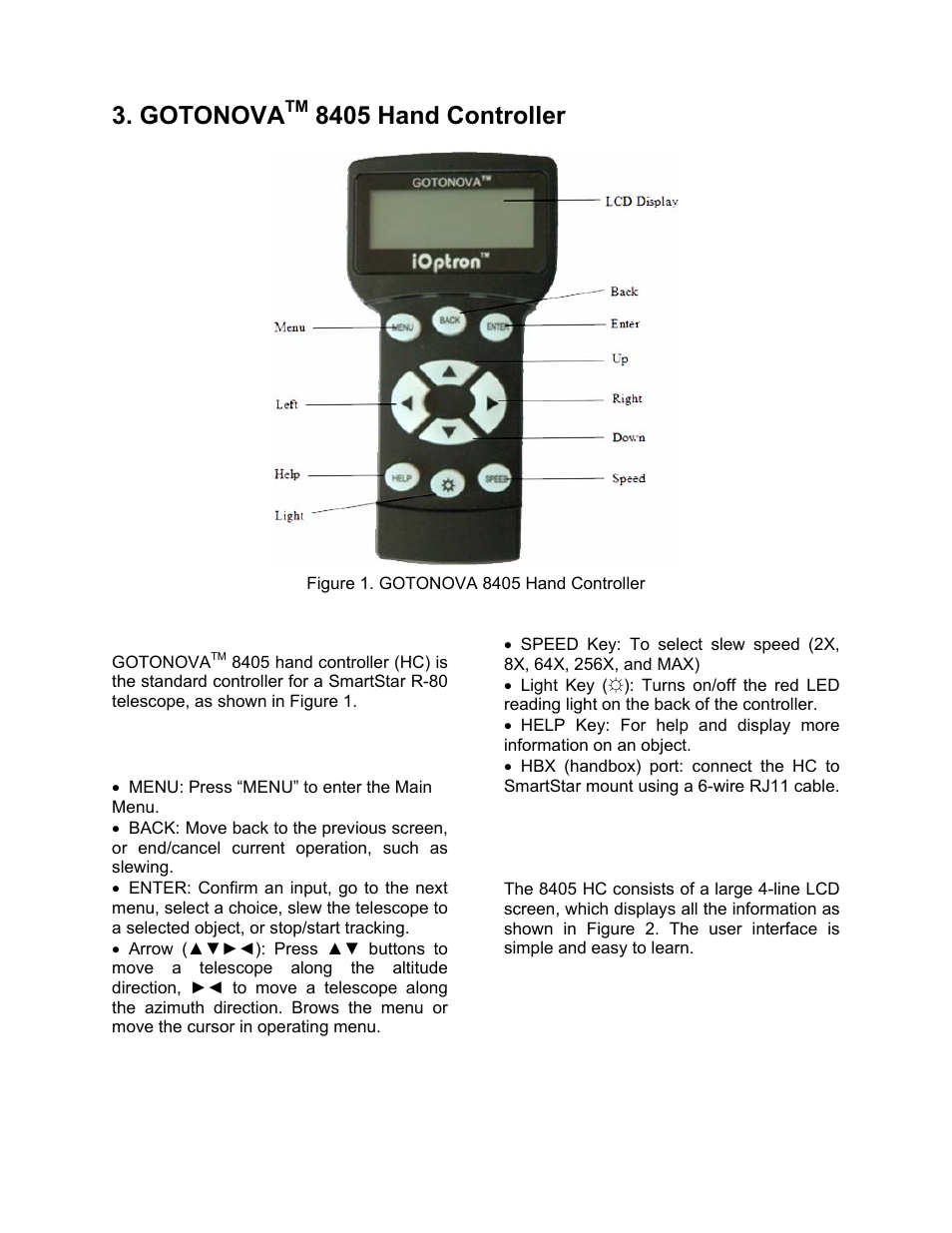 Gotonova, 8405 hand controller | iOptron SmartStar 8405 User Manual | Page 8 / 38