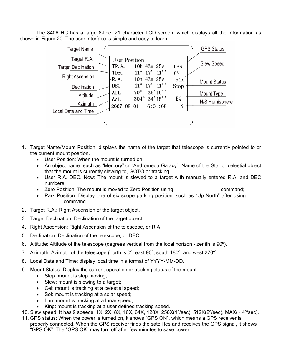 The lcd screen | iOptron SMARTSTAR IEQ75-GTTM User Manual | Page 17 / 41