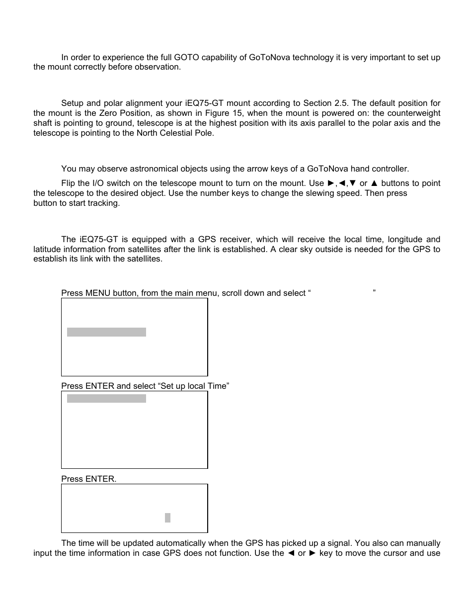 Getting started, Setup the mount and polar alignment, Manual operation of the mount | Setting up the hand controller | iOptron SMARTSTAR IEQ75-GTTM User Manual | Page 18 / 41
