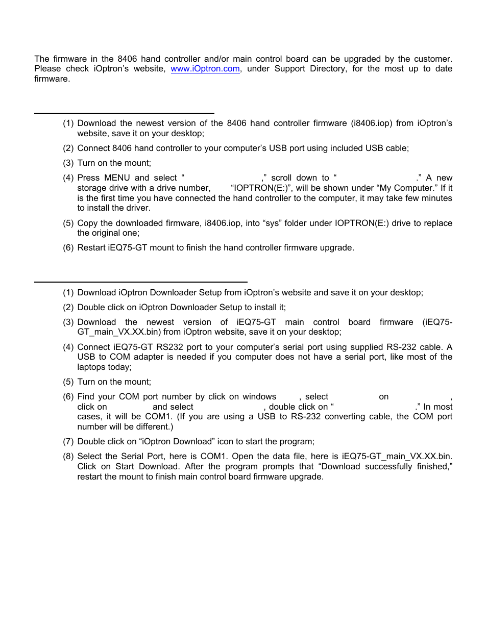 Appendix c. firmware upgrade | iOptron SMARTSTAR IEQ75-GTTM User Manual | Page 32 / 41