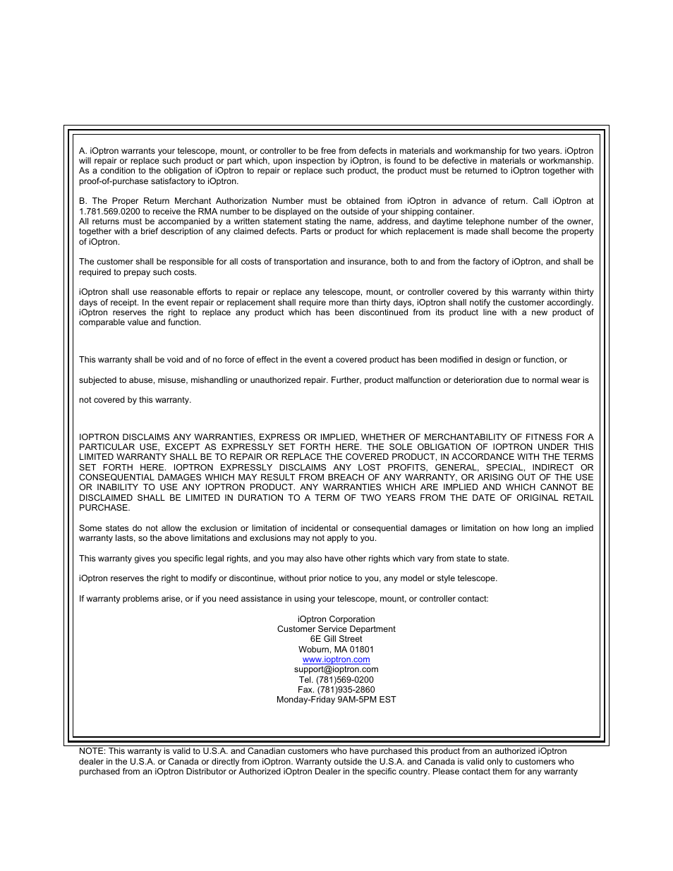 iOptron SMARTSTAR IEQ75-GTTM User Manual | Page 41 / 41