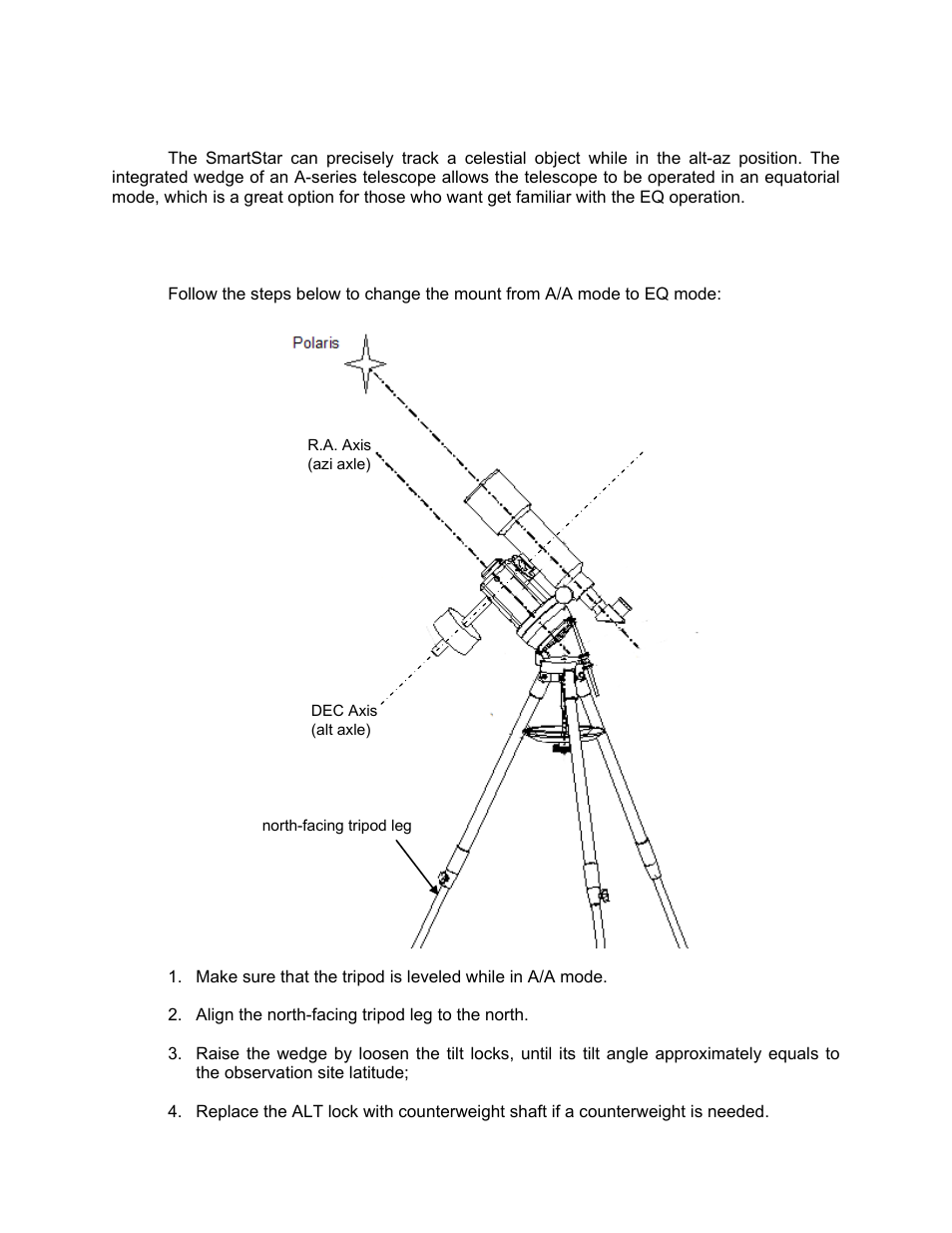 Operate smartstar, Cube, A mount in eq mode | iOptron SMARTSTAR CUBE 8603 User Manual | Page 18 / 48