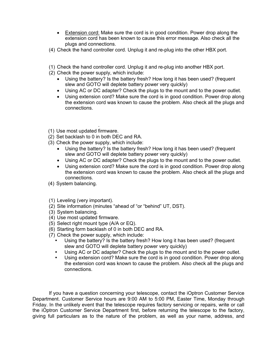 Ioptron customer service | iOptron SMARTSTAR CUBE 8603 User Manual | Page 27 / 48
