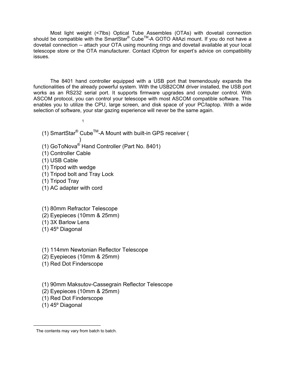 iOptron SMARTSTAR CUBE 8603 User Manual | Page 5 / 48