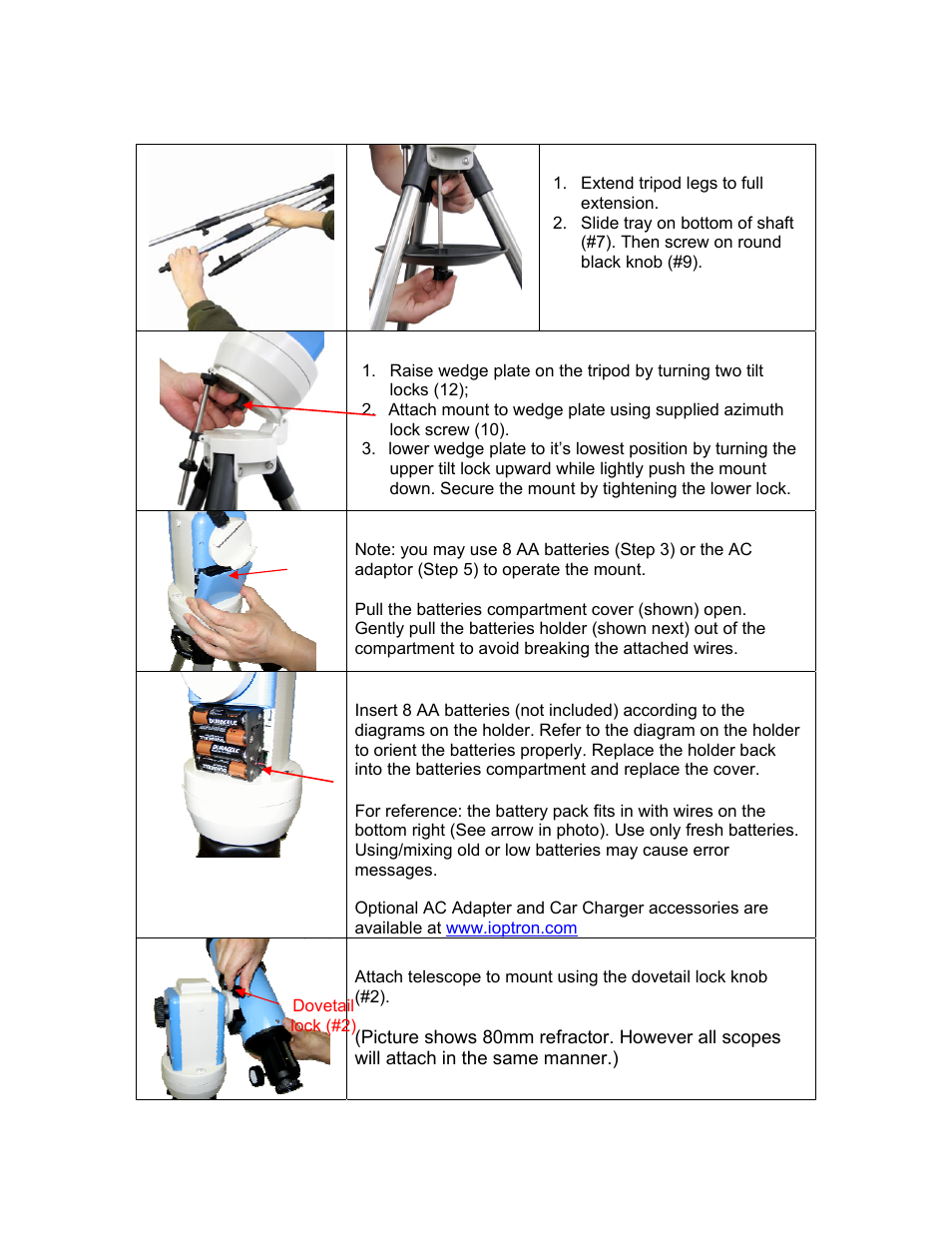 Telescope assembly | iOptron SMARTSTAR CUBE 8603 User Manual | Page 7 / 48