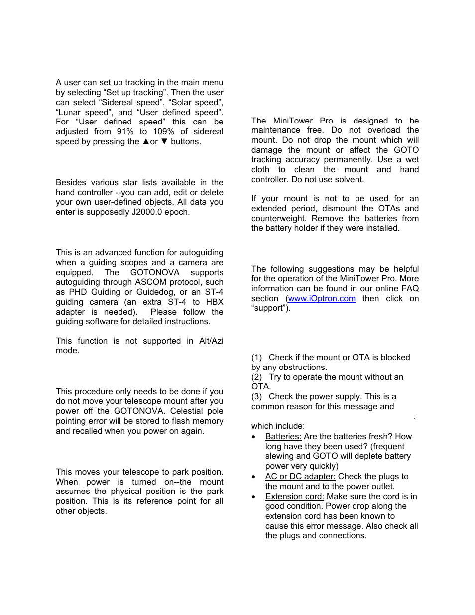 Maintenance and servicing | iOptron SmartStar MiniTower Pro User Manual | Page 21 / 47