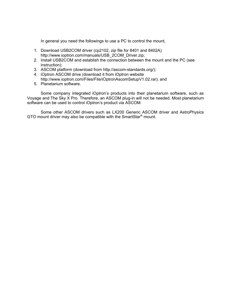 Appendix f. use a pc to control an ioptron mount | iOptron SmartStar MiniTower Pro User Manual | Page 41 / 47