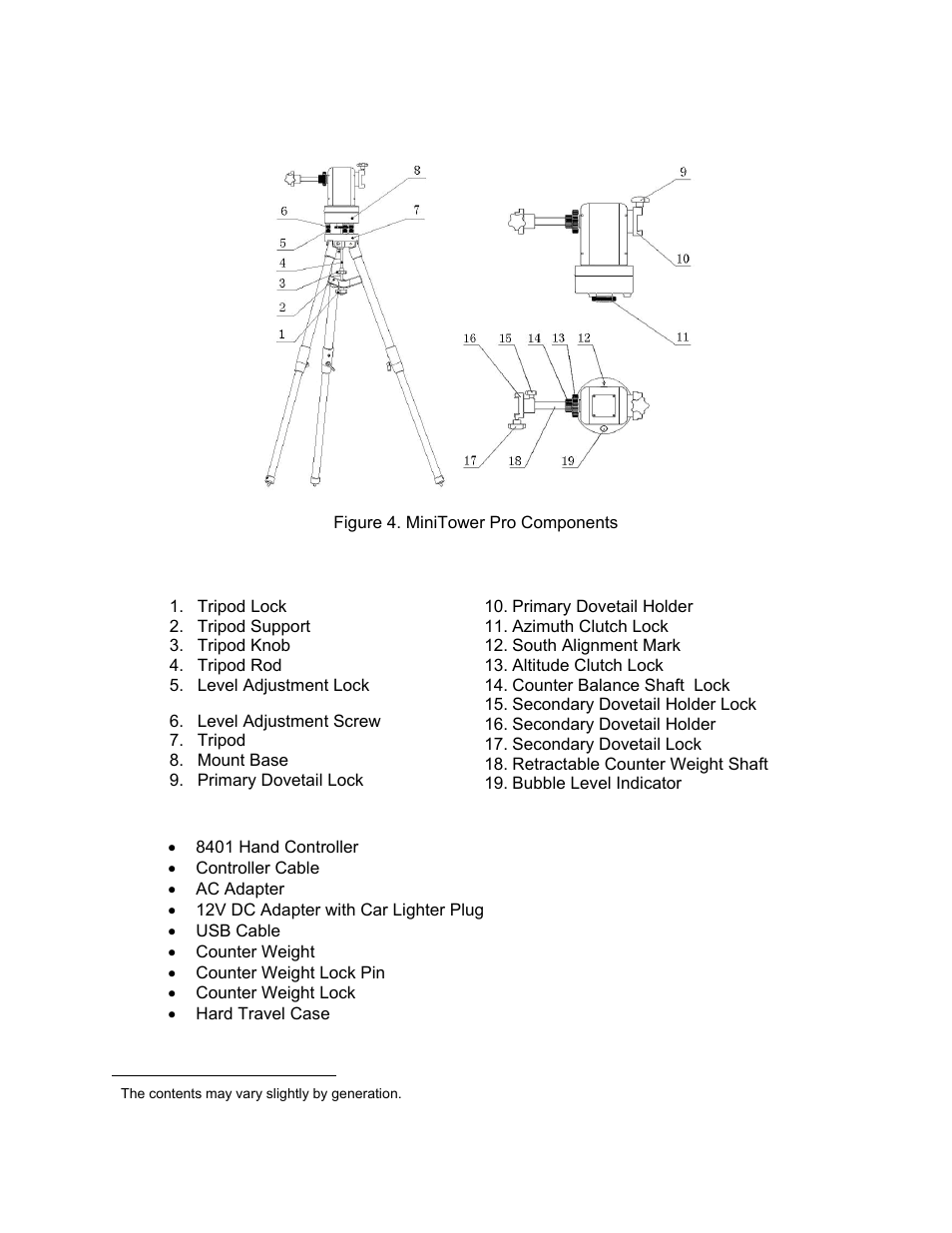 Minitower pro, Components | iOptron SmartStar MiniTower Pro User Manual | Page 7 / 47