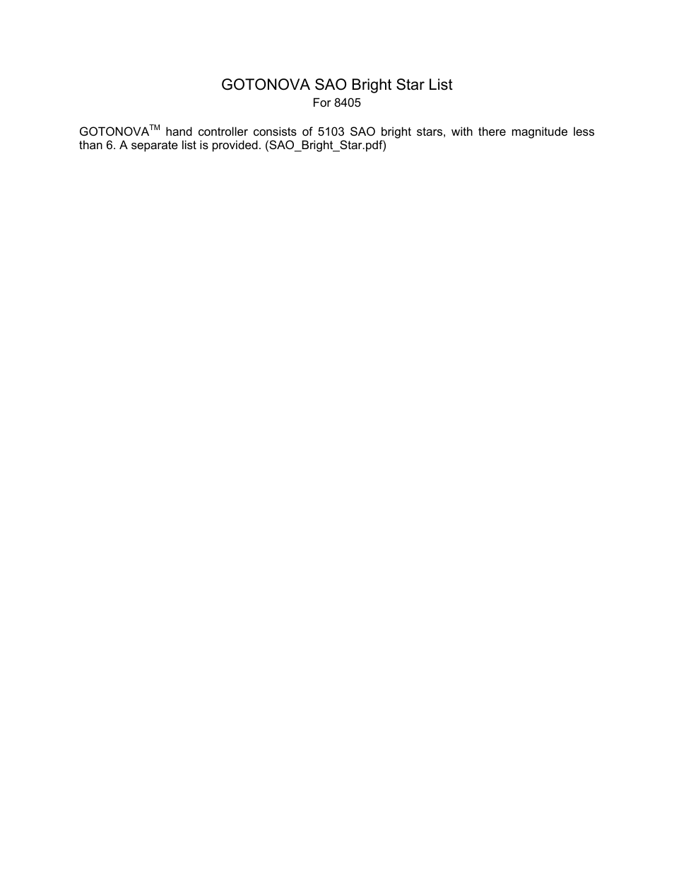 Gotonova sao bright star list | iOptron SmartStar 9503 User Manual | Page 37 / 38
