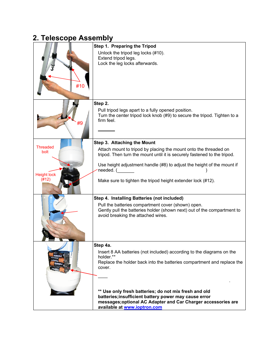 Telescope assembly | iOptron SmartStar 9503 User Manual | Page 6 / 38