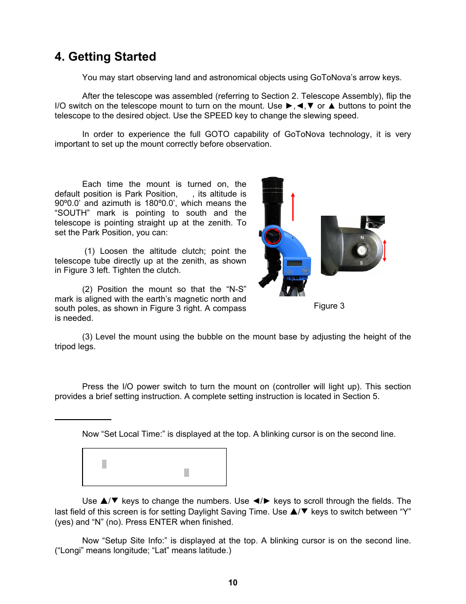 Getting started, Set the telescope to park position, Setting up the hand controller | iOptron ASTROBOY 70E User Manual | Page 10 / 47