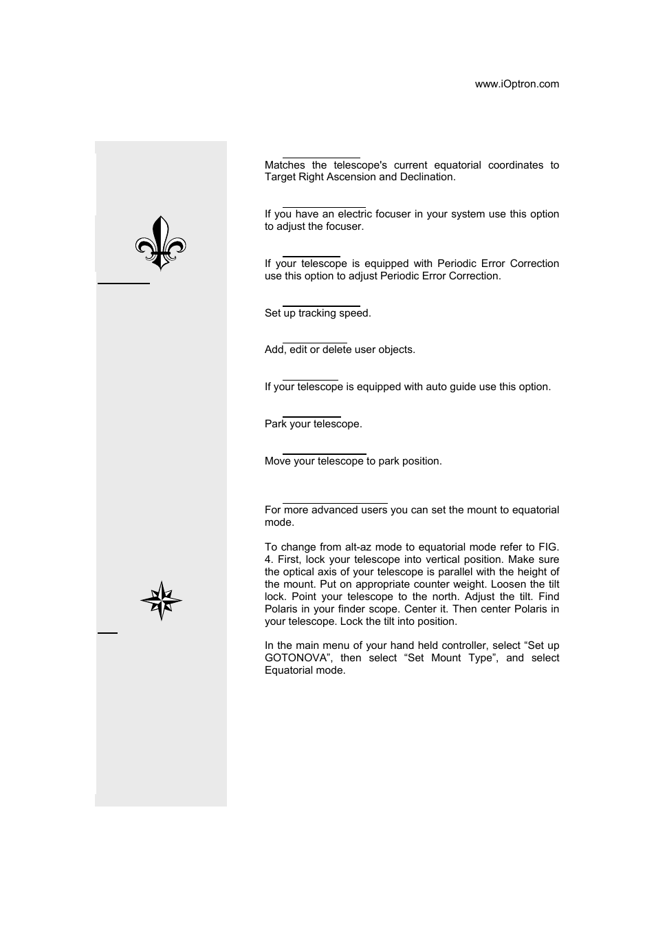 Chapter. 3 other functions | iOptron GoToNova 8401 User Manual | Page 14 / 35