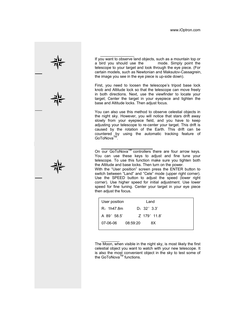 Chapter. 4 how to observe | iOptron GoToNova 8401 User Manual | Page 16 / 35