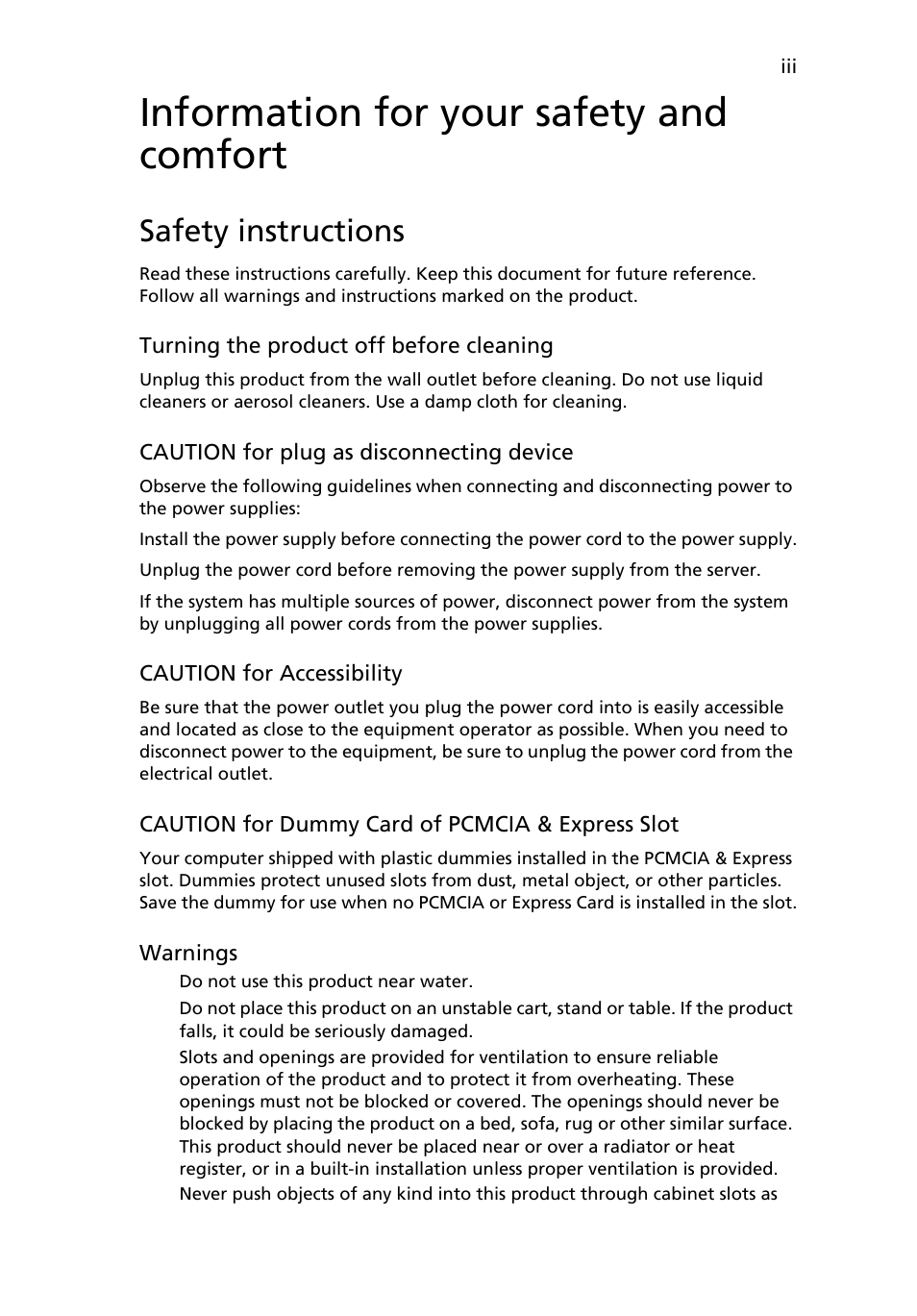 Information for your safety and comfort, Safety instructions | Space Bag 8210 User Manual | Page 3 / 102