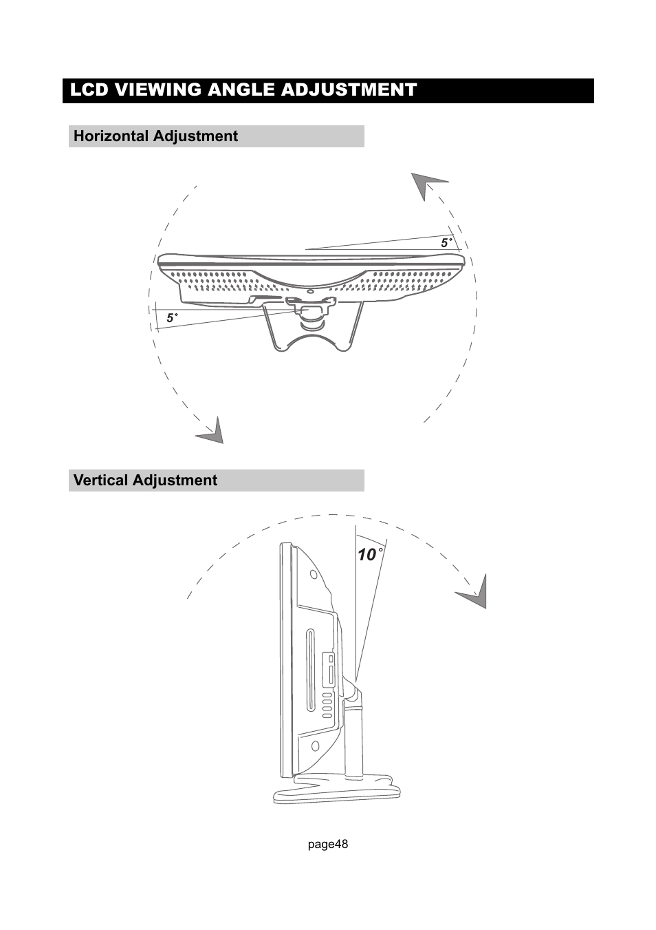 Lcd viewing angle adjustment | Initial Technology DTV-172 User Manual | Page 51 / 51