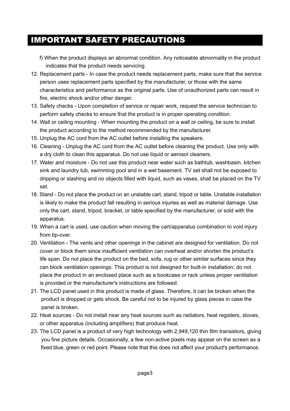 Important safety precautions | Initial Technology DTV-172 User Manual | Page 6 / 51