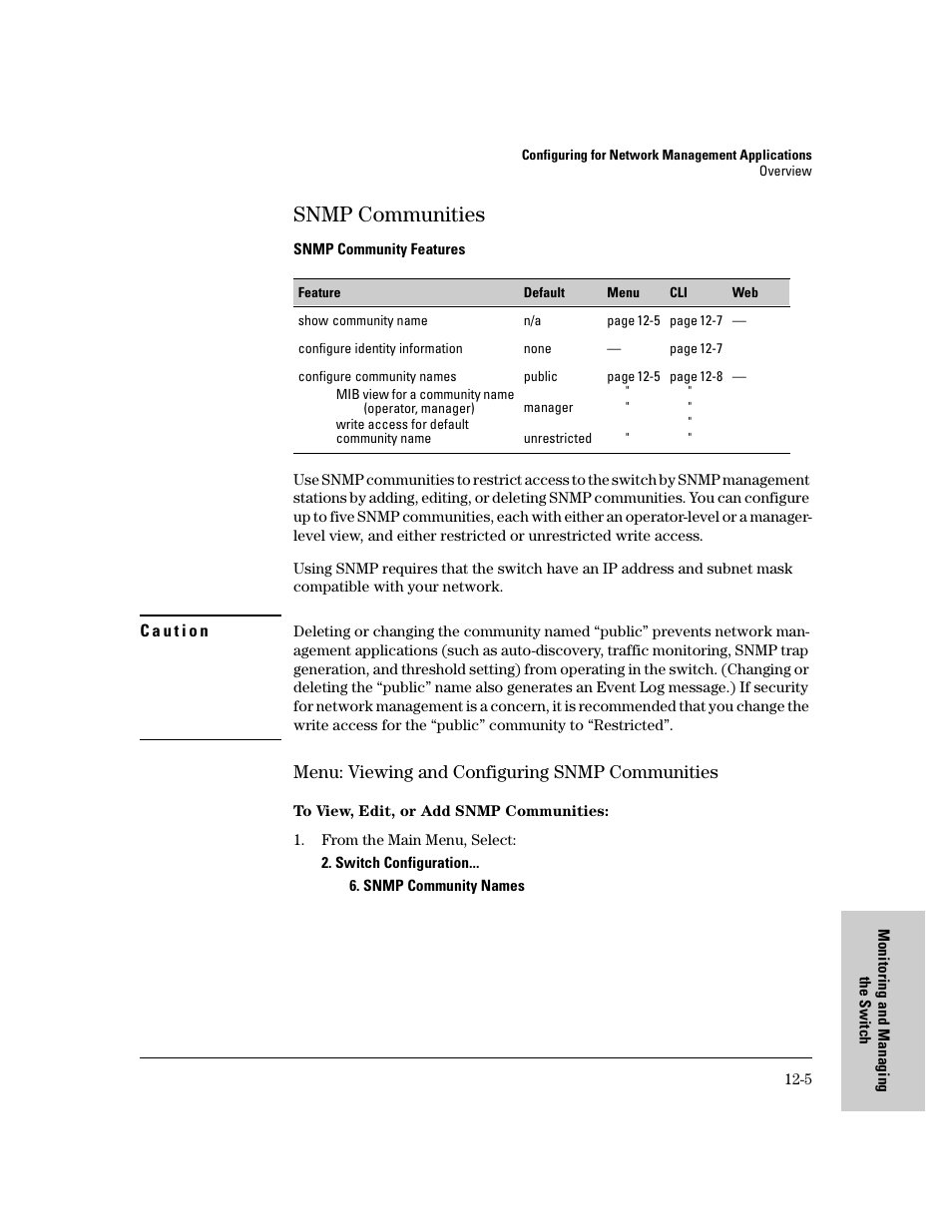 Snmp communities, Menu: viewing and configuring snmp communities, Snmp communities -5 | Menu: viewing and configuring snmp communities -5 | IronPort Systems 4108GL User Manual | Page 235 / 483