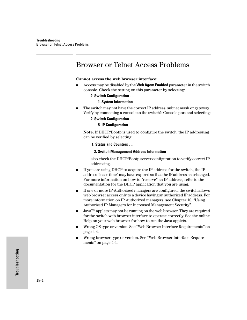 Browser or telnet access problems | IronPort Systems 4108GL User Manual | Page 416 / 483
