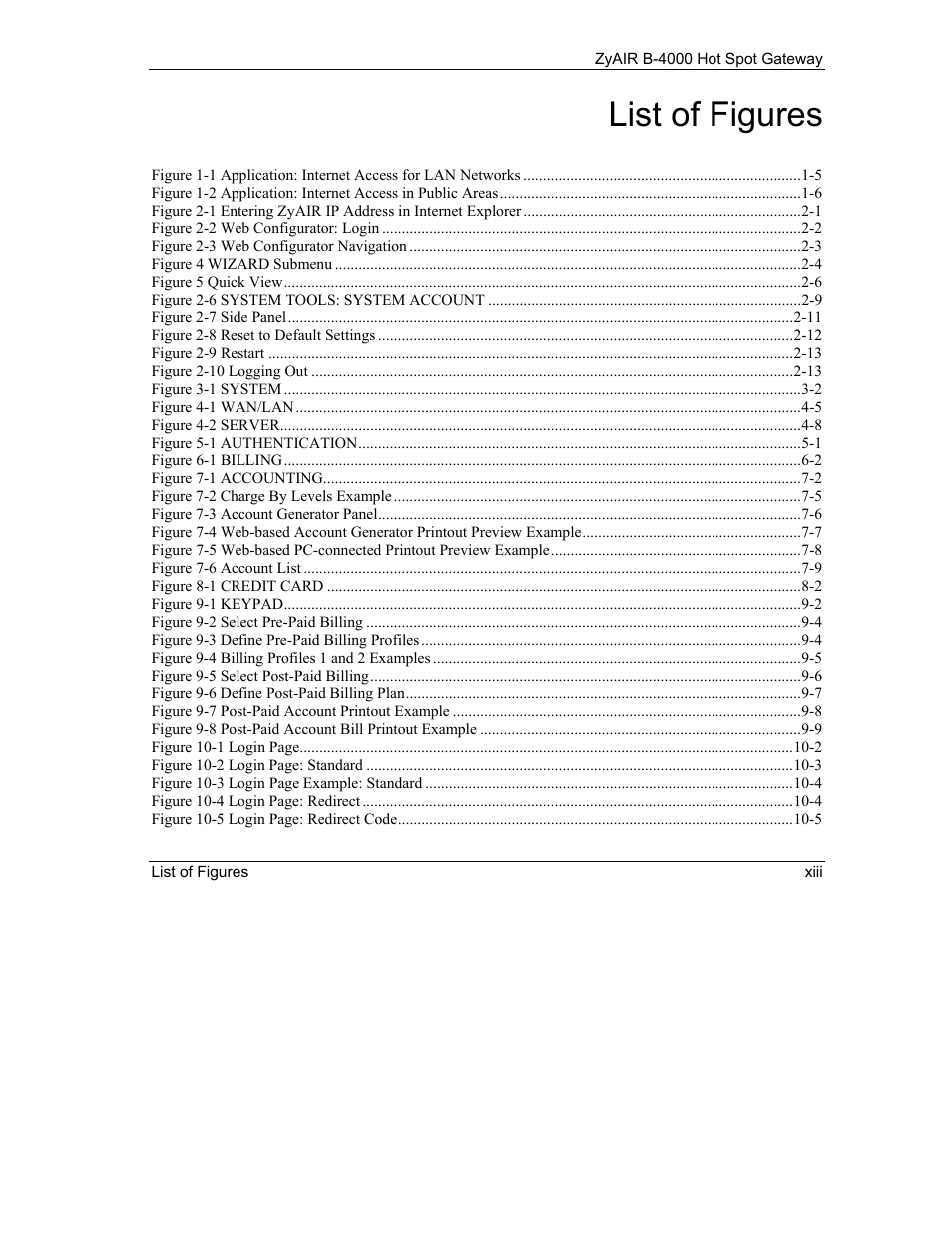 List of figures | IronPort Systems ZyAIR B-4000 User Manual | Page 13 / 256