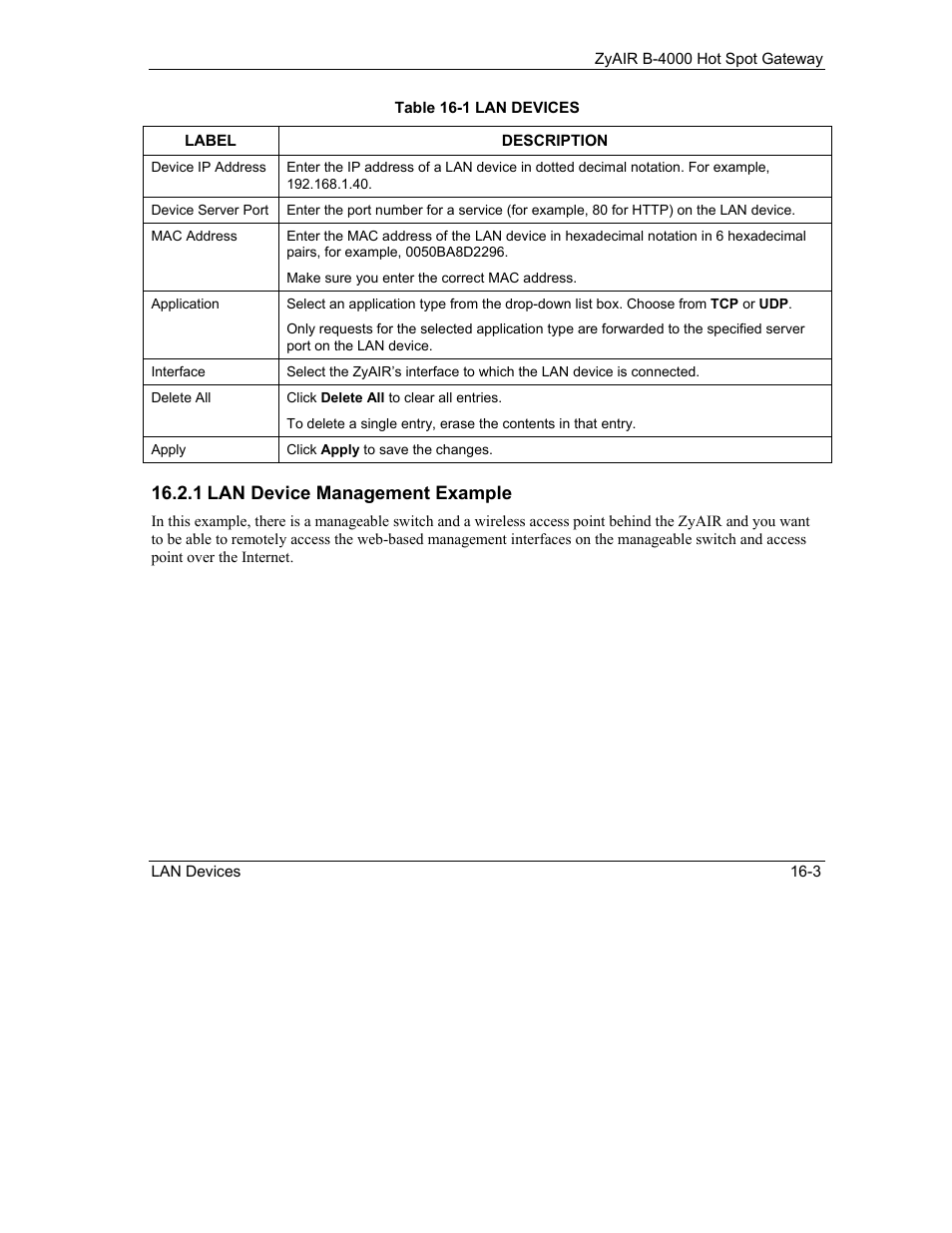 1 lan device management example | IronPort Systems ZyAIR B-4000 User Manual | Page 145 / 256