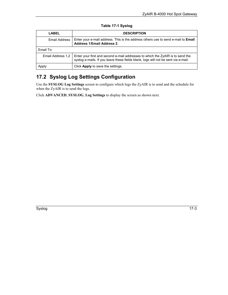 Syslog log settings configuration, 2 syslog log settings configuration | IronPort Systems ZyAIR B-4000 User Manual | Page 151 / 256