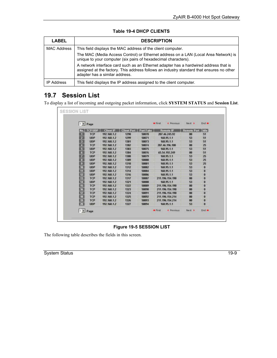 Session list, 7 session list | IronPort Systems ZyAIR B-4000 User Manual | Page 177 / 256