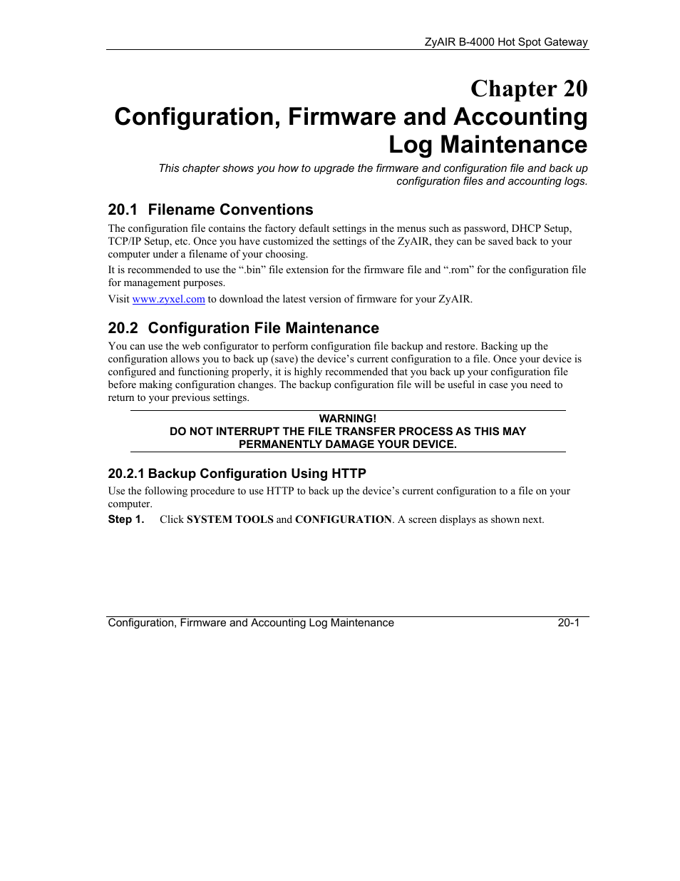 Filename conventions, Configuration file maintenance | IronPort Systems ZyAIR B-4000 User Manual | Page 181 / 256