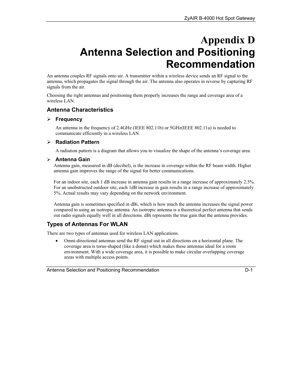 Antenna selection and positioning recommendation | IronPort Systems ZyAIR B-4000 User Manual | Page 231 / 256
