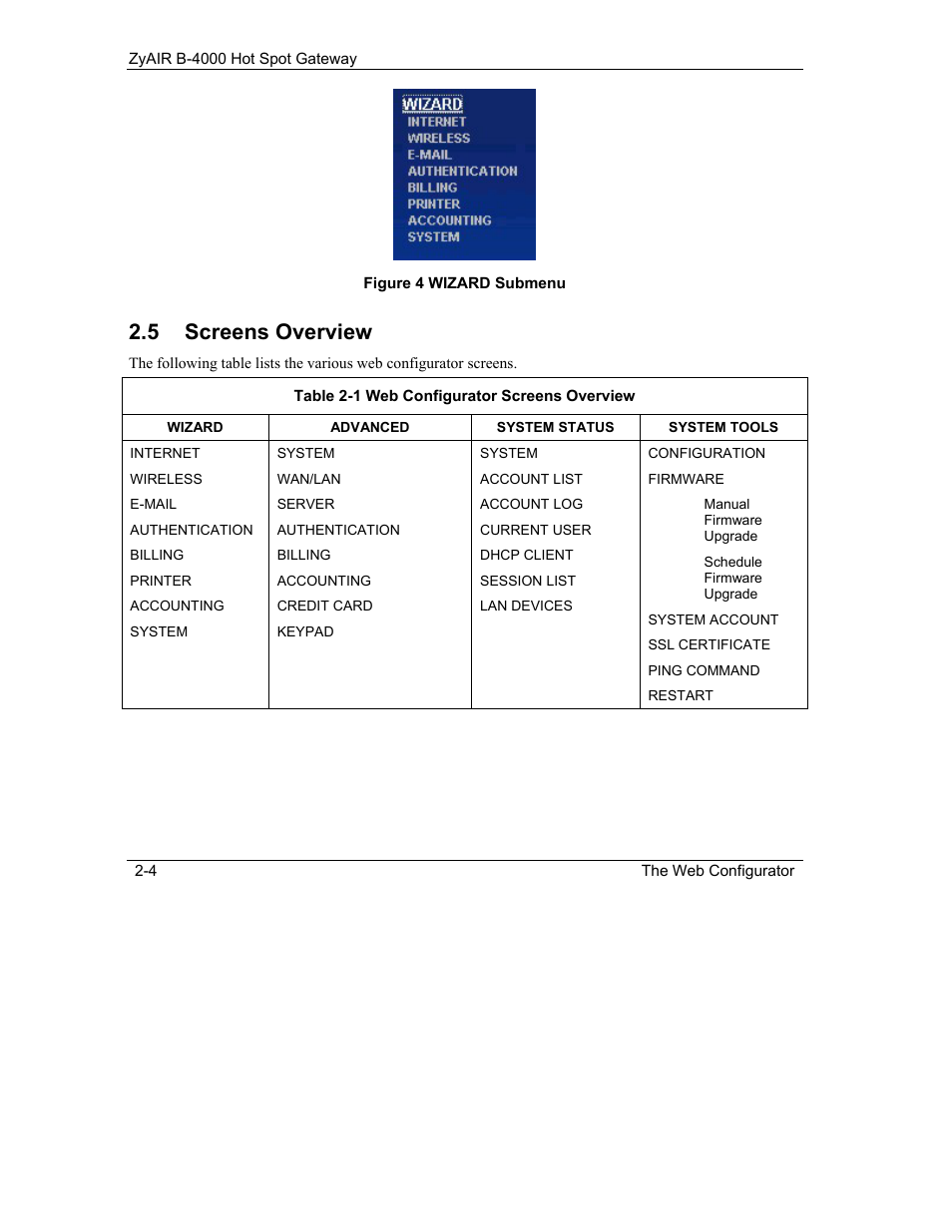 Screens overview, 5 screens overview | IronPort Systems ZyAIR B-4000 User Manual | Page 32 / 256