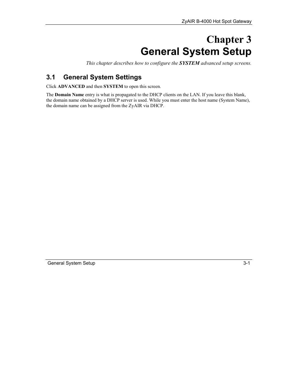 General system setup, General system settings, Chapter 3 general system setup | IronPort Systems ZyAIR B-4000 User Manual | Page 43 / 256