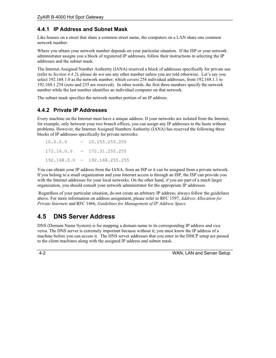 Dns server address, 5 dns server address | IronPort Systems ZyAIR B-4000 User Manual | Page 50 / 256