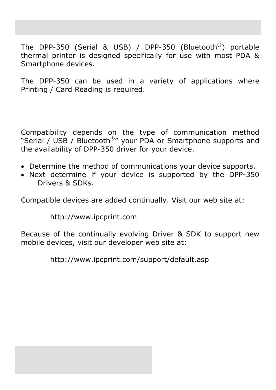 Compatible devices | Infinite Peripherals DPP-350 User Manual | Page 6 / 31